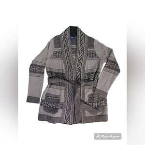 Pendleton Wool & Alpaca Cardigan Sweater Grey Aztec Design Medium
